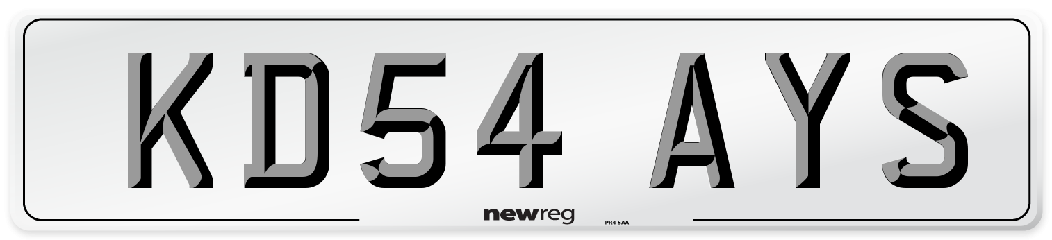 KD54 AYS Number Plate from New Reg